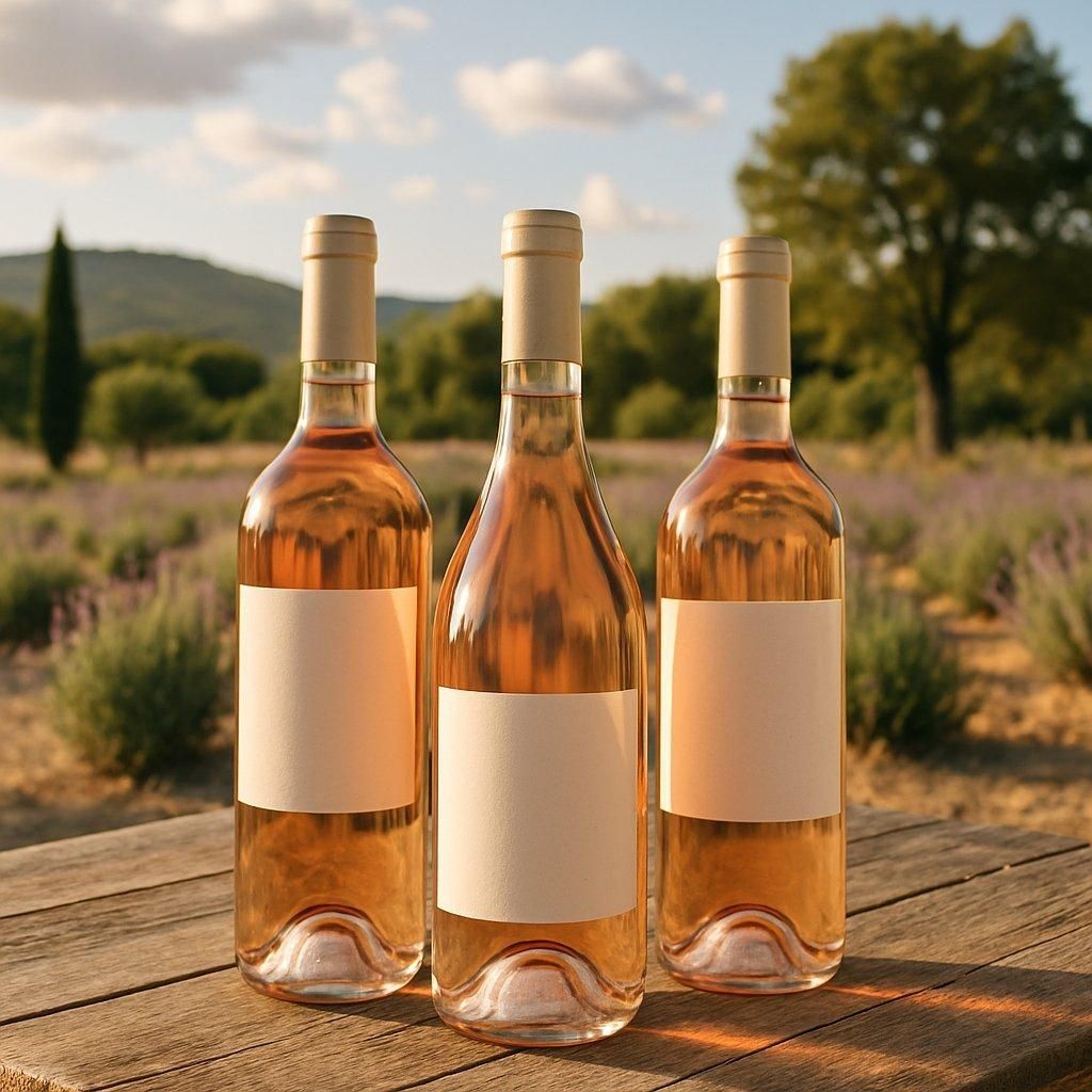 Bouteilles de Provence rosé en plein air, parfaites pour accompagner un été ensoleillé.