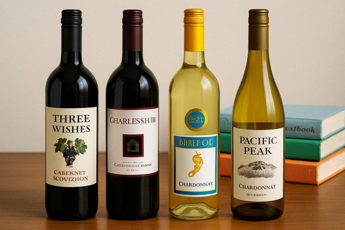 Bouteilles de vin abordables pour étudiants, idéales pour une ambiance conviviale entre amis.