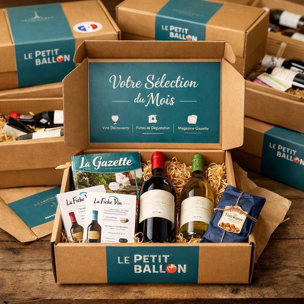 Cartons d’expédition élégants contenant la sélection mensuelle Le Petit Ballon, prêts à être livrés en France.