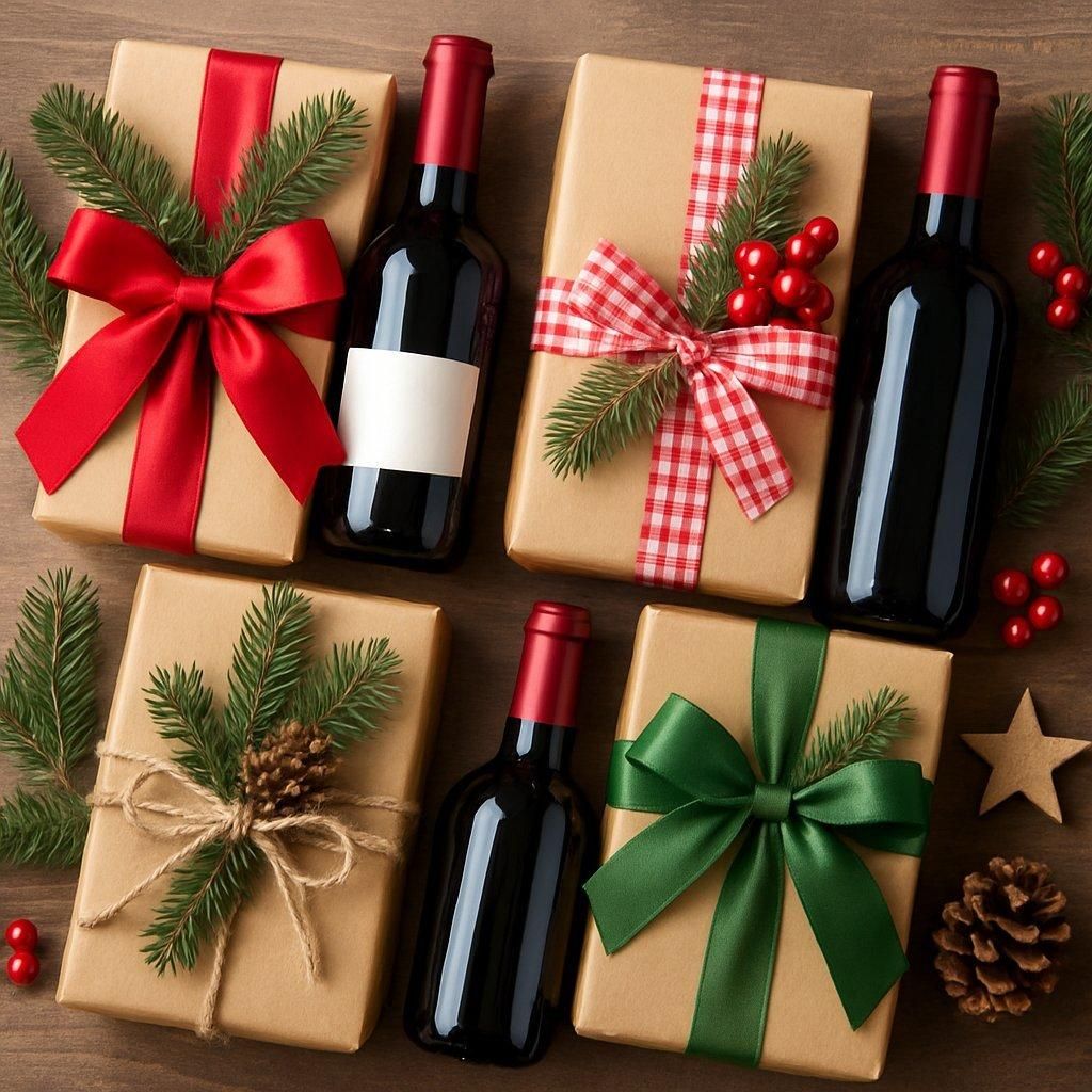 Coffrets de vin cadeaux de Noël avec fiches de dégustation, parfaits pour vos wine gift boxes Christmas.