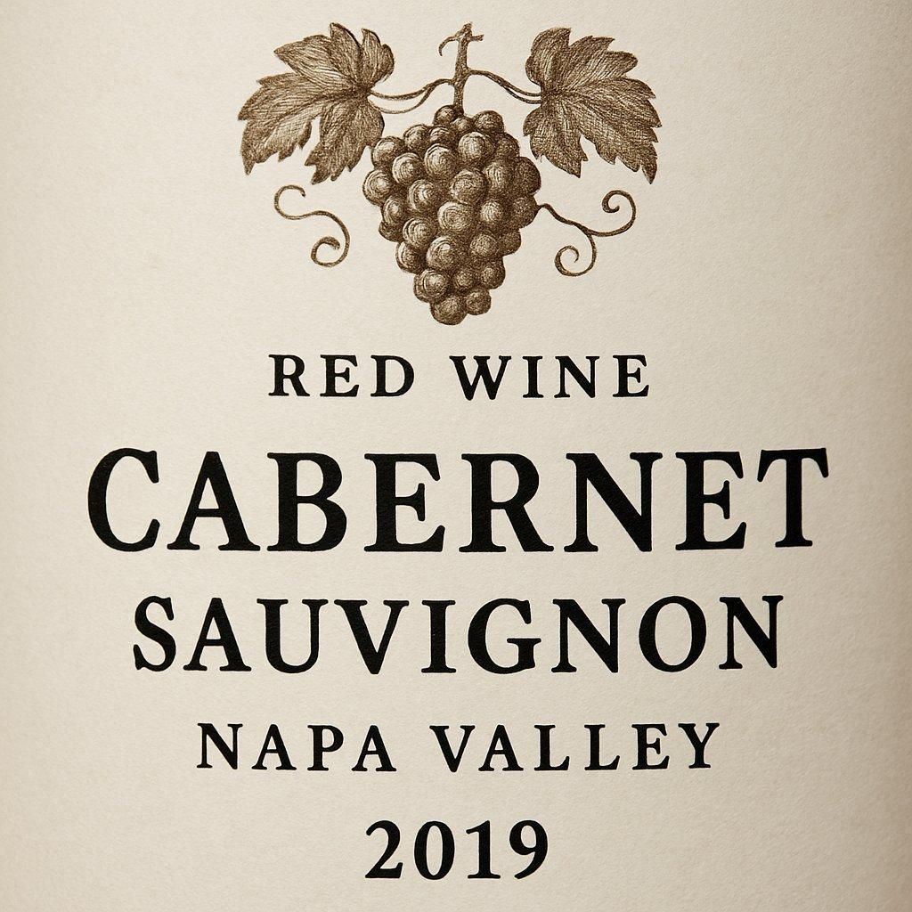 Gros plan sur une étiquette de vin détaillée, révélant l'appellation, le producteur et le millésime, pour mieux lire une wine label close-up.