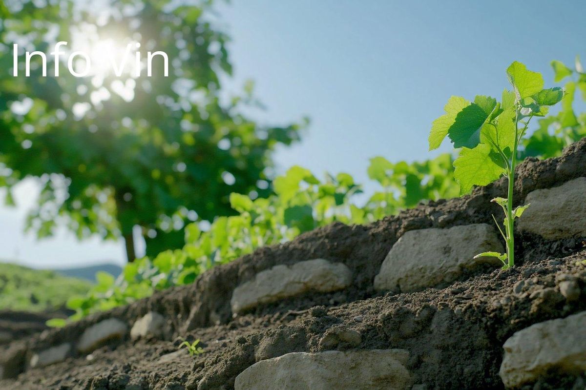 Jeunes pousses dans un vignoble biodynamique, hommage au renouveau initié en 1924.