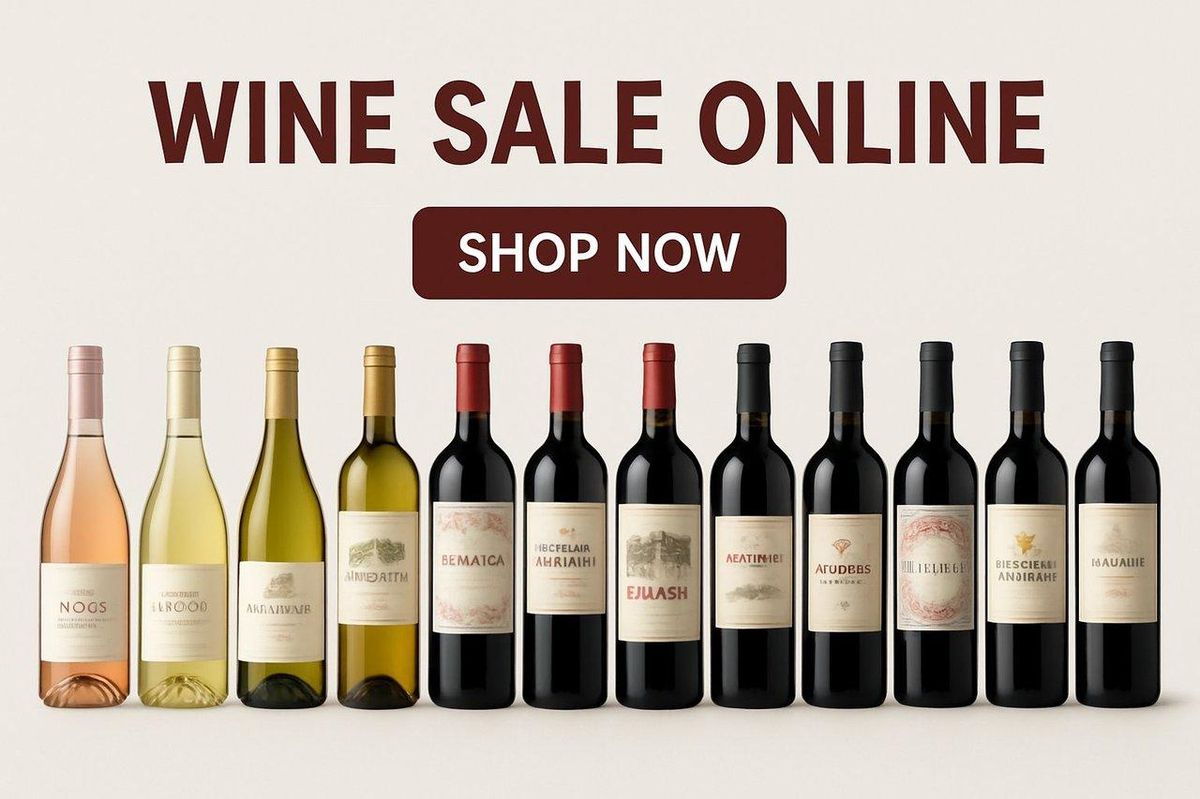 Sélection de bouteilles de Bordeaux, Bourgogne et Rhône lors d'une vente en ligne de vins.