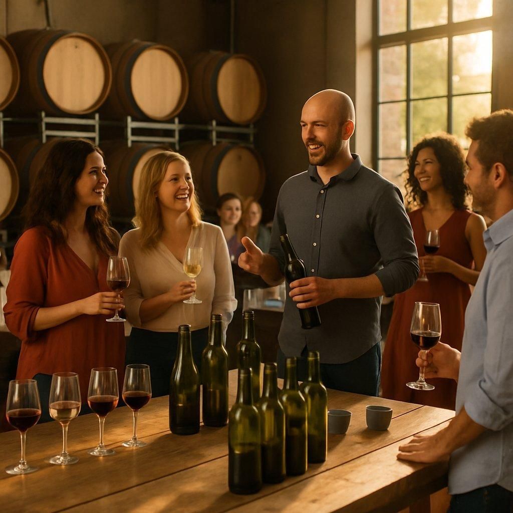 Une dégustation en winery tasting event, au cœur d'un domaine viticole en circuit court.