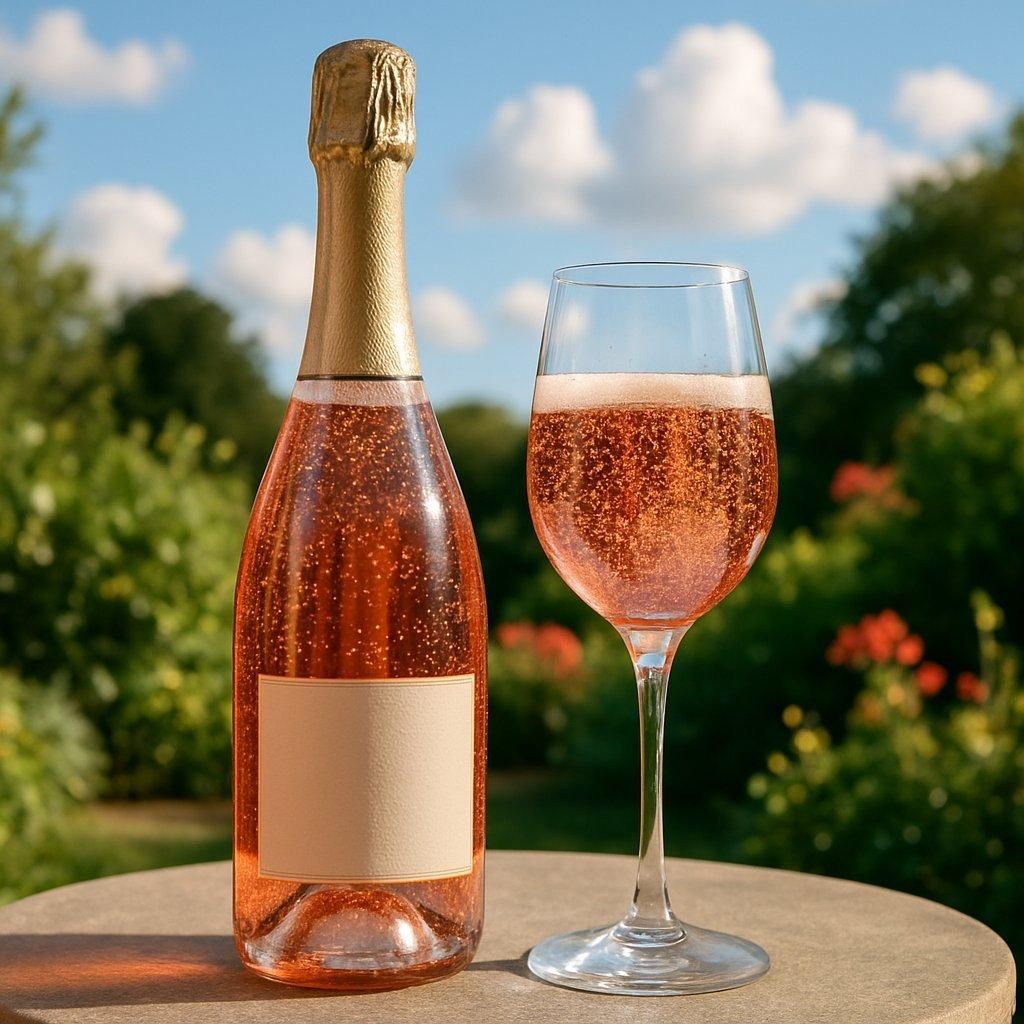 Une flûte de sparkling rosé outdoors pour une dégustation nature et sans sulfites en plein air.