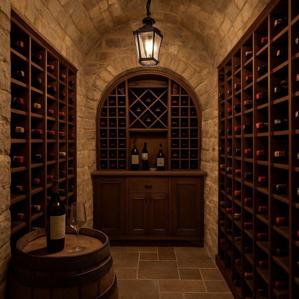 Une small wine cellar bien organisée dans un local frais et sombre pour conserver vos bouteilles.