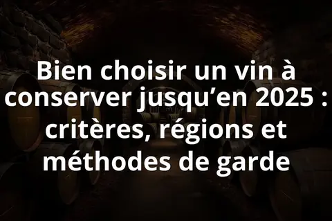 Bien choisir un vin à conserver jusqu’en 2025 : critères, régions et méthodes de garde