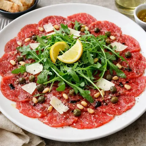 Carpaccio de bœuf au vin rouge et parmesan vieilli : recette express en 15 minutes