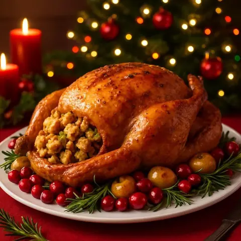 Chapon de Noël farci aux marrons : recette et accords vins rouges parfaits