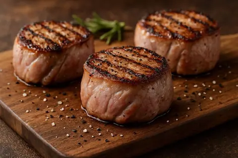 Filet mignon de porc au vin rosé et pêches caramélisées : recette raffinée et équilibrée