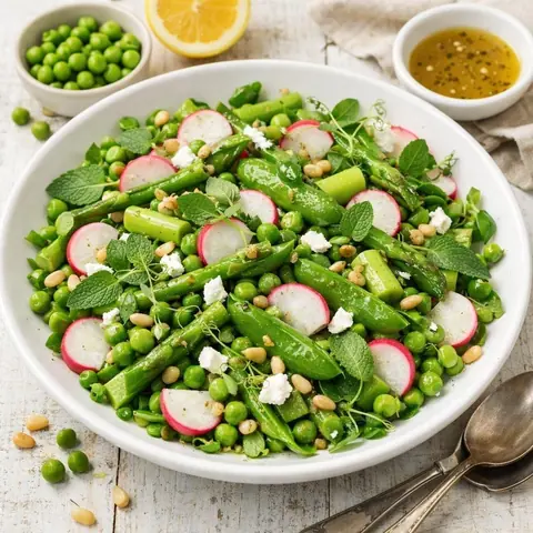 Salade de fèves et petits pois printanière à moins de 20€ avec vin rosé